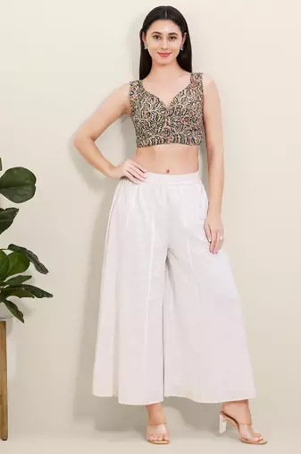 Women's cotton padded front open sleeveless saree blouse