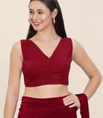 Women's cotton padded front open sleeveless saree blouse