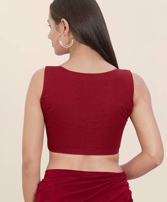 Women's cotton padded front open sleeveless saree blouse 2
