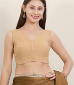 Women's cotton padded front open sleeveless saree blouse