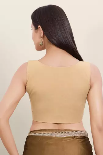 Women's cotton padded front open sleeveless saree blouse