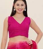 Women's cotton padded front open sleeveless saree blouse