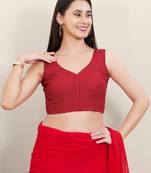 Women's cotton padded front open sleeveless saree blouse