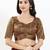 Women's brocade padded front open elbow sleeves saree blouse