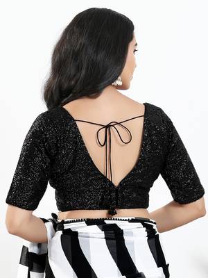 Women's silk padded back open elbow sleeves saree blouse 2