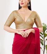 Women's silk padded back open elbow sleeves saree blouse
