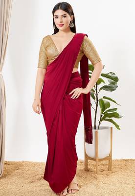 Women's silk padded back open elbow sleeves saree blouse 4