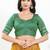 Women's brocade padded front open elbow sleeves saree blouse