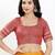Women's brocade padded front open elbow sleeves saree blouse