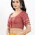 Women's brocade padded front open elbow sleeves saree blouse