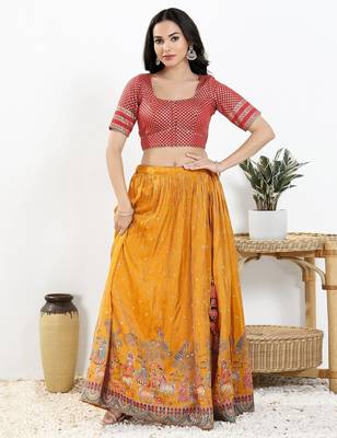 Women's brocade padded front open elbow sleeves saree blouse 5