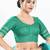 Women's brocade padded front open elbow sleeves saree blouse
