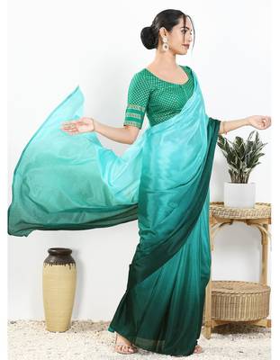 Women's brocade padded front open elbow sleeves saree blouse 5