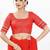 Women's brocade padded front open elbow sleeves saree blouse