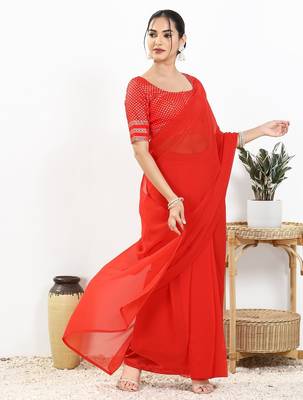 Women's brocade padded front open elbow sleeves saree blouse 5