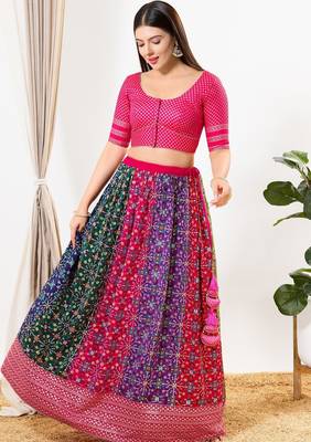 Women's brocade padded front open elbow sleeves saree blouse 5