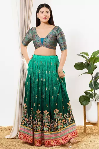 Women's brocade padded back open elbow sleeves saree blouse