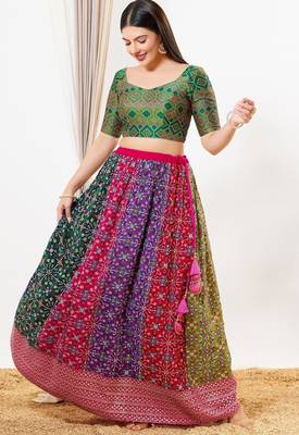Women's brocade padded back open elbow sleeves saree blouse 4
