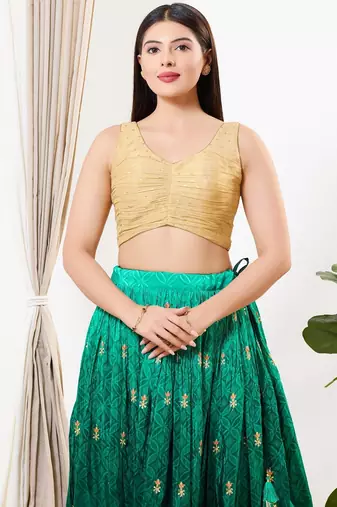 Women's tissue padded back open sleeveless saree blouse