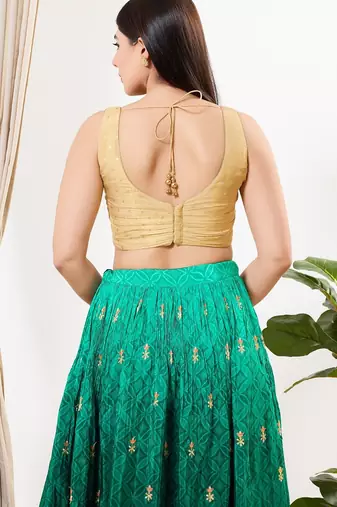 Women's tissue padded back open sleeveless saree blouse