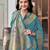 women's teal blue patola silk blend saree with geometric pattern