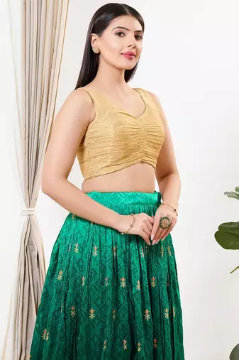 Women's tissue padded back open sleeveless saree blouse