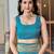 women's teal blue patola silk blend saree with geometric pattern