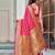 women's baby pink patola silk blend saree with geometric pattern
