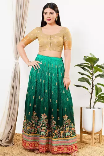 Women's tissue padded front open elbow sleeves saree blouse