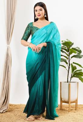 Women's brocade padded back open elbow sleeves saree blouse 4