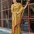 women's olive green patola silk blend saree with geometric pattern