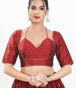 Women's brocade padded back open elbow sleeves saree blouse
