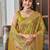 women's olive green patola silk blend saree with geometric pattern