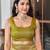 women's olive green patola silk blend saree with geometric pattern