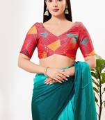 Women's brocade padded back open elbow sleeves saree blouse