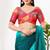 Women's brocade padded back open elbow sleeves saree blouse