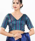 Women's brocade padded back open elbow sleeves saree blouse