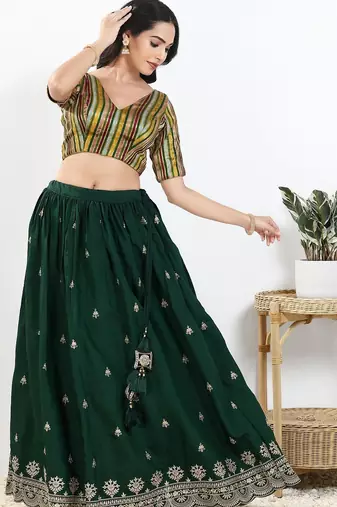 Women's brocade padded back open elbow sleeves saree blouse