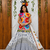 white Muslin cotton digital print lehenga with dupatta mirror work navratri special chaniya choli