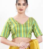 Women's brocade padded back open elbow sleeves saree blouse