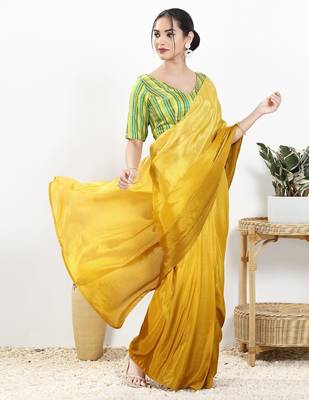 Women's brocade padded back open elbow sleeves saree blouse 5