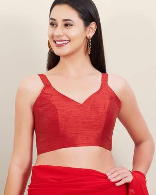 Women's mulbury silk padded back open sleeveless saree blouse 1