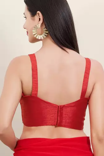 Women's mulbury silk padded back open sleeveless saree blouse