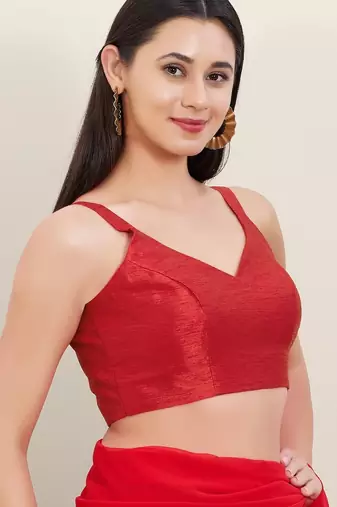 Women's mulbury silk padded back open sleeveless saree blouse