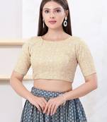 Women's shifli padded back open elbow sleeves saree blouse