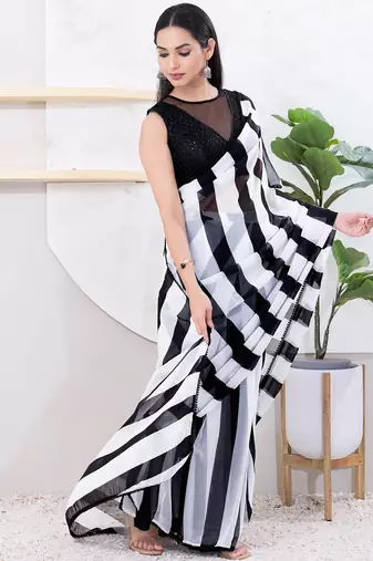 Women's net padded back open sleeveless saree blouse