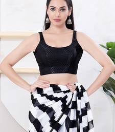Women's jacquard padded back open sleeveless saree blouse
