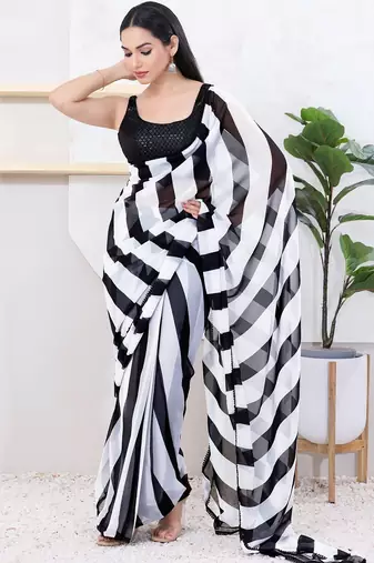 Women's jacquard padded back open sleeveless saree blouse