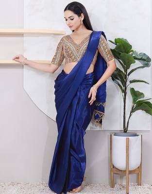 Women's shifli padded back open elbow sleeves saree blouse 5