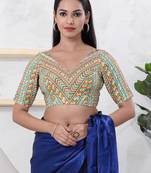 Women's shifli padded back open elbow sleeves saree blouse